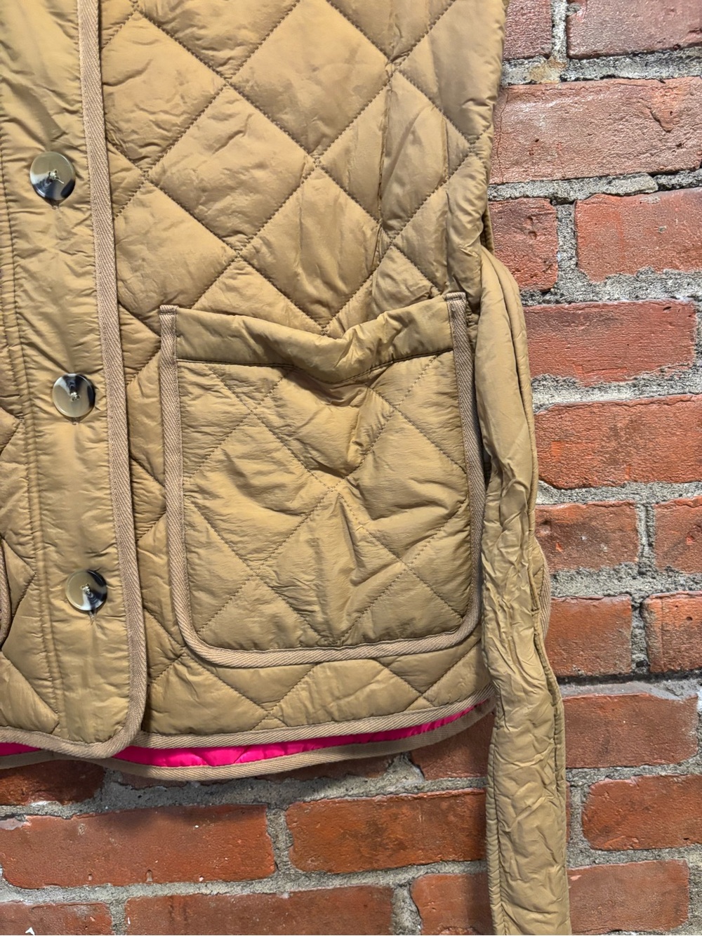 Quilted Belted Vest in Camel - Picture 3 of 7